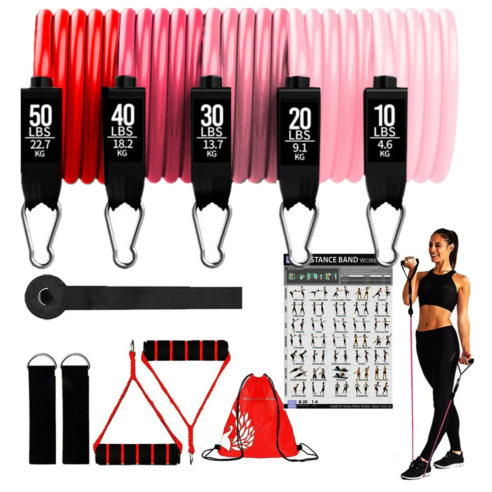 150lbs Resistance Bands Set for Women Latex Exercise Workout Band - Image 12
