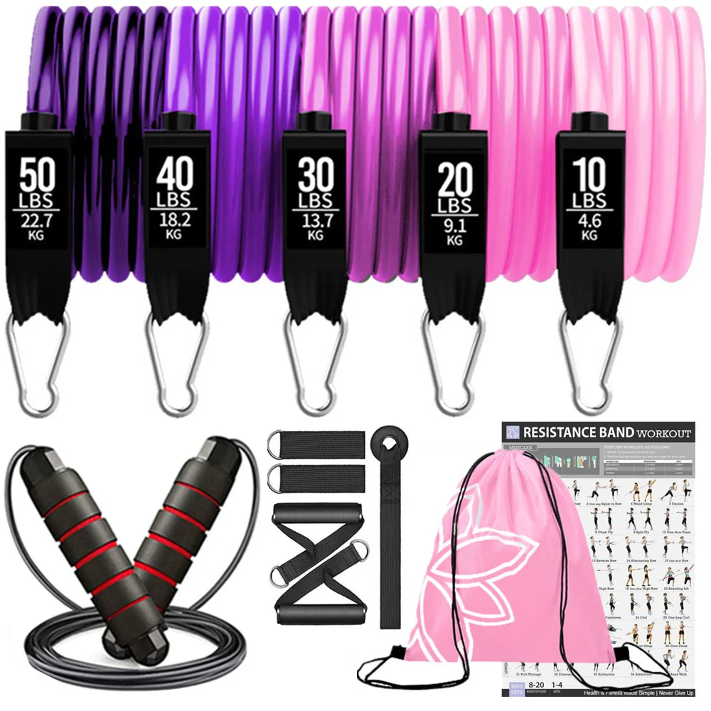 150lbs Resistance Bands Set for Women Latex Exercise Workout Band - Image 9