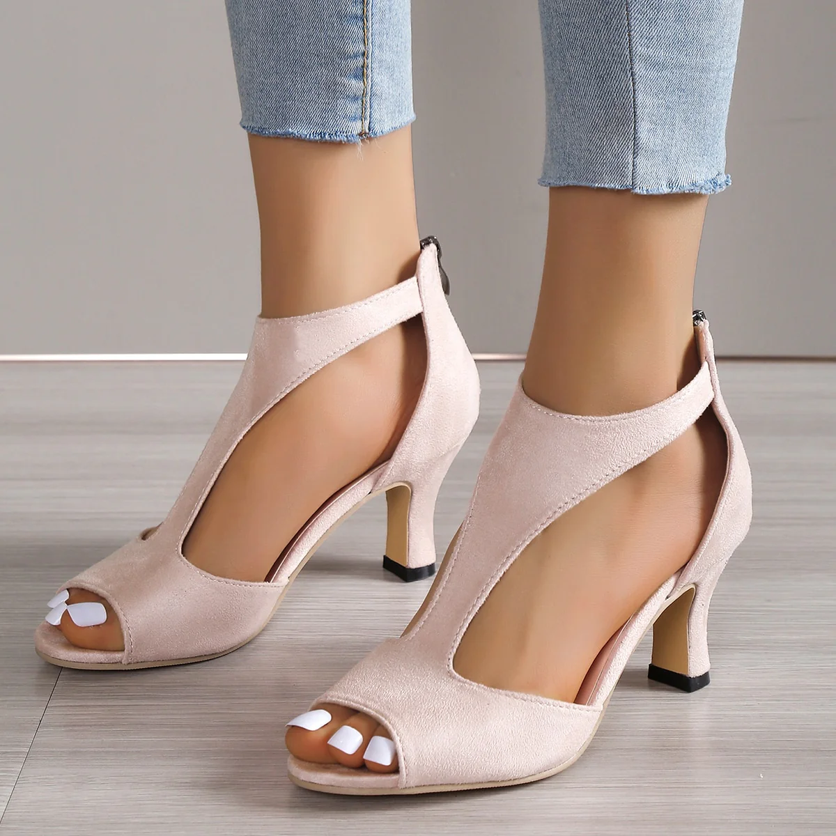 2023 Sexy Summer Women Linen Plain 6cm Wedge Sandals - Image 3