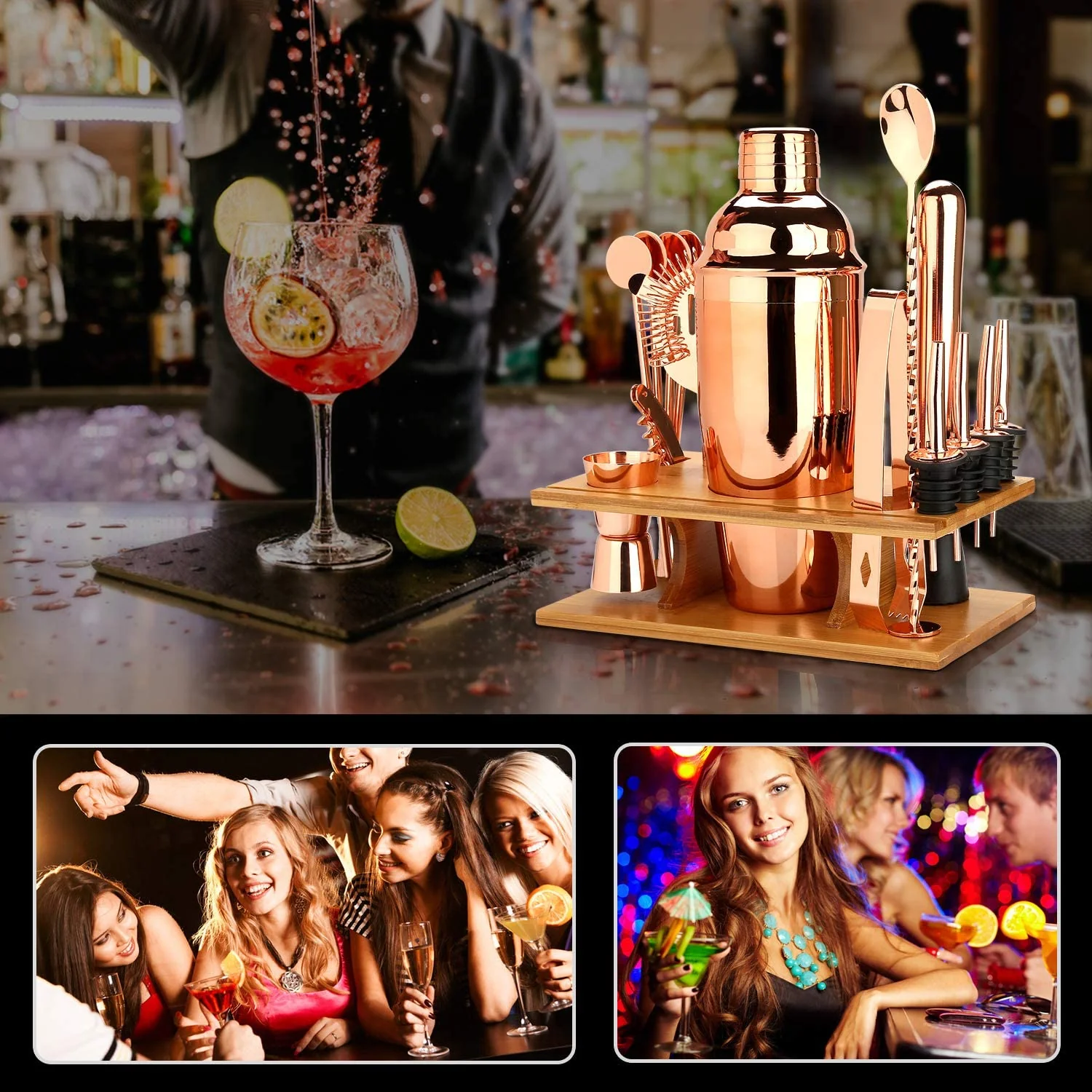 Cocktail Shaker Making Set,16pcs Bartender Kit For Mixer Wine Martini, Stainless Steel Bars Tool, Home Drink Party Accessories - Image 12