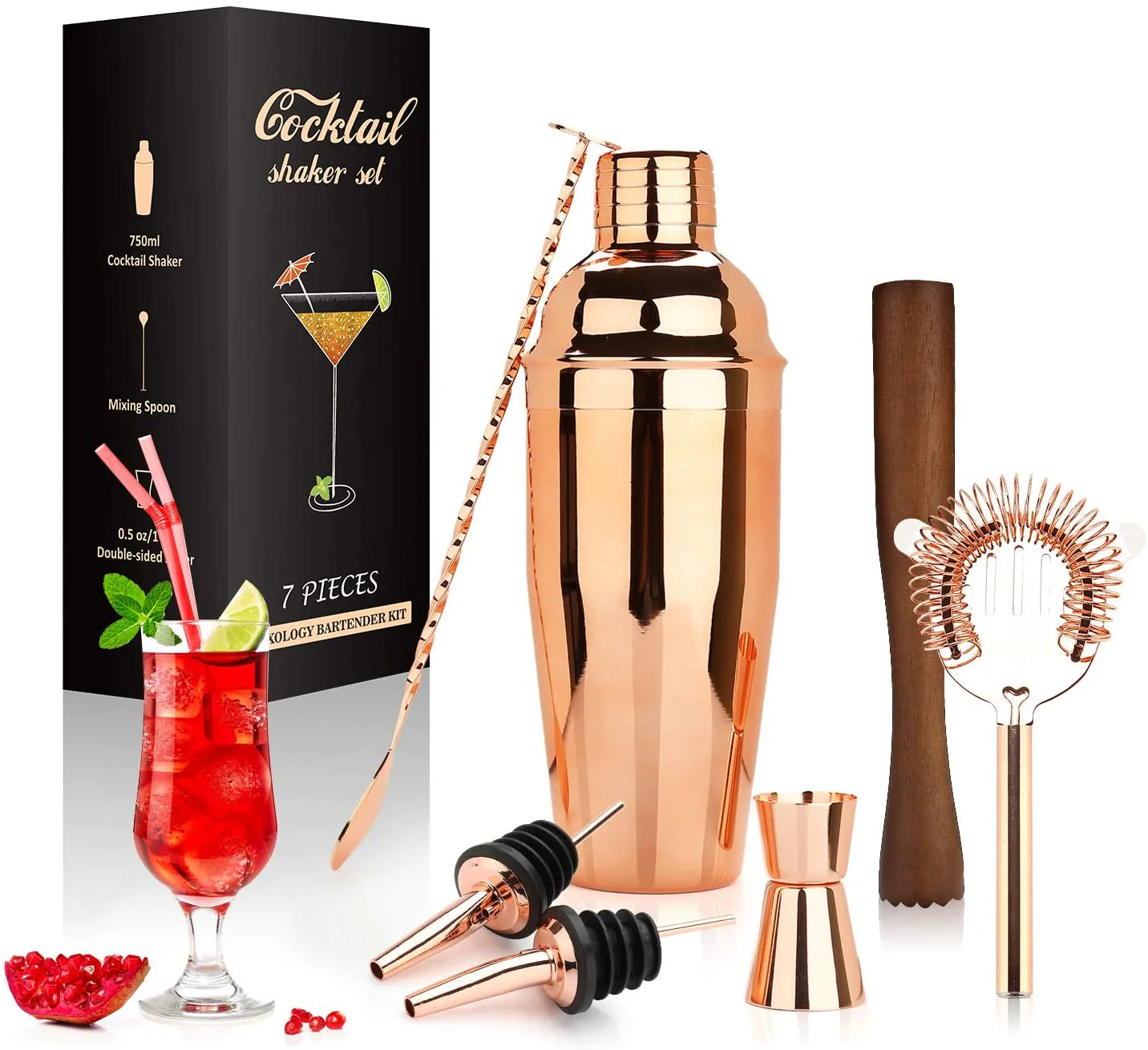 Cocktail Shaker Making Set,16pcs Bartender Kit For Mixer Wine Martini, Stainless Steel Bars Tool, Home Drink Party Accessories - Image 4