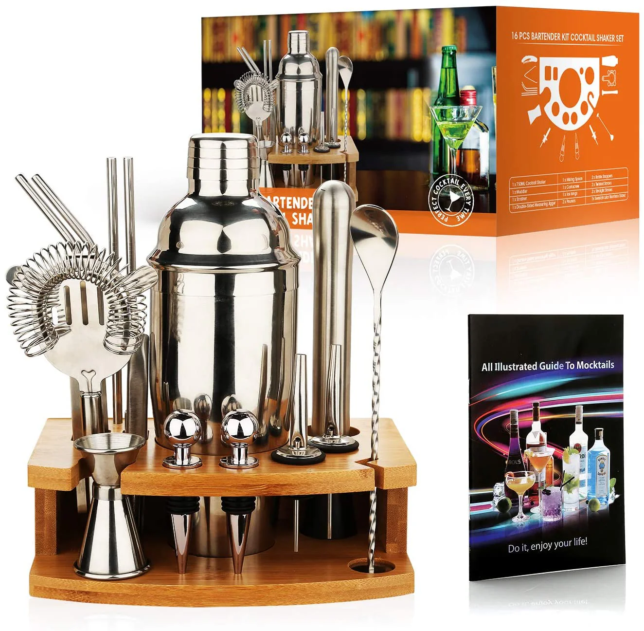 Cocktail Shaker Making Set,16pcs Bartender Kit For Mixer Wine Martini, Stainless Steel Bars Tool, Home Drink Party Accessories - Image 6