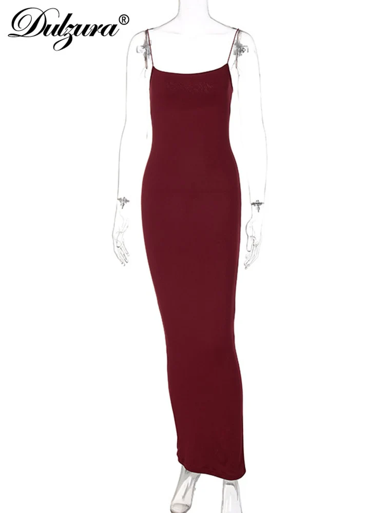 Dulzura 2023 Autumn Winter Women Solid White Black Strap Midi Dress Bodycon Sexy Streetwear Party Club Elegant Fashion Clothes - Image 6