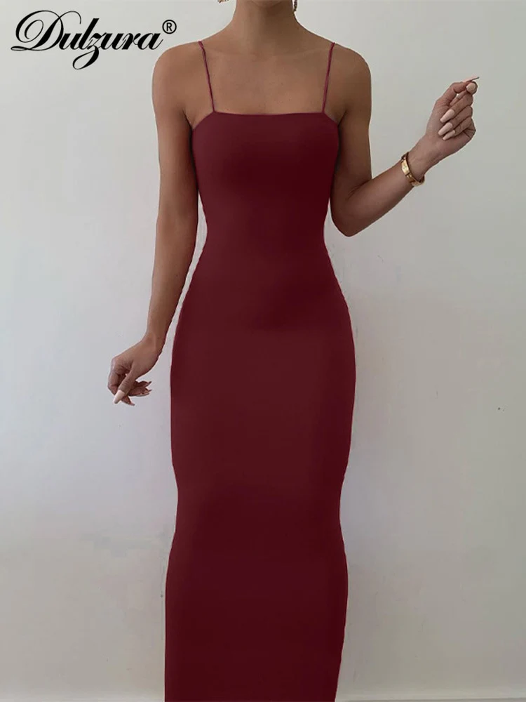 Dulzura 2023 Autumn Winter Women Solid White Black Strap Midi Dress Bodycon Sexy Streetwear Party Club Elegant Fashion Clothes - Image 7