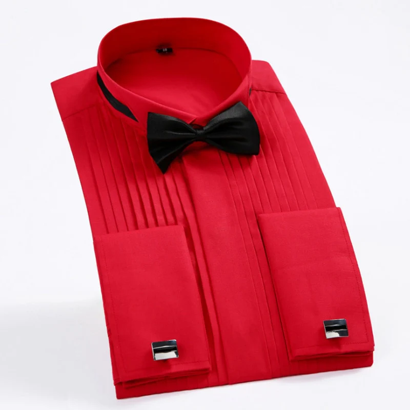 Fashion Groom Tuxedos Shirts Best Man Groomsmen White Black Red Men Wedding Shirts - Image 6