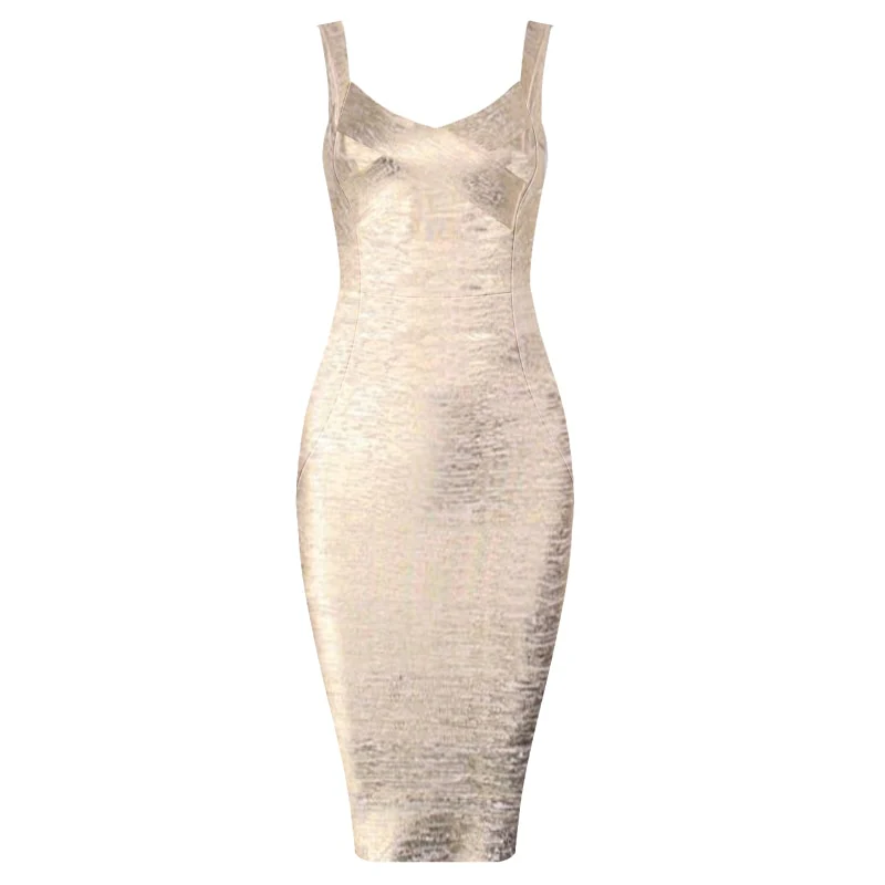 High Quality Pink Green Red Bodycon Knee Length Rayon Bandage Dress Evening Party Dress Vestidos - Image 4