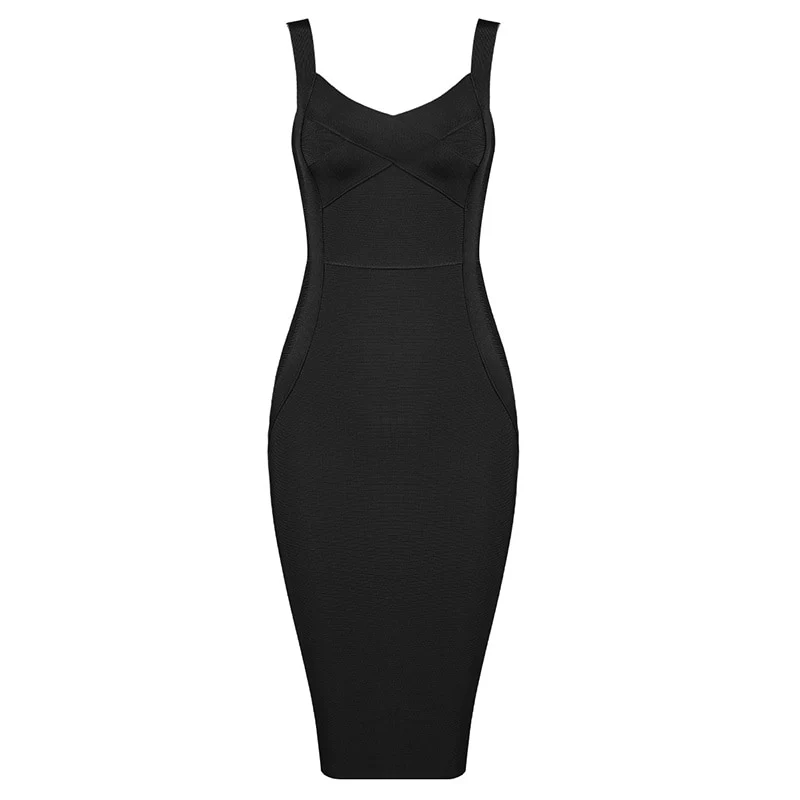 High Quality Pink Green Red Bodycon Knee Length Rayon Bandage Dress Evening Party Dress Vestidos - Image 8