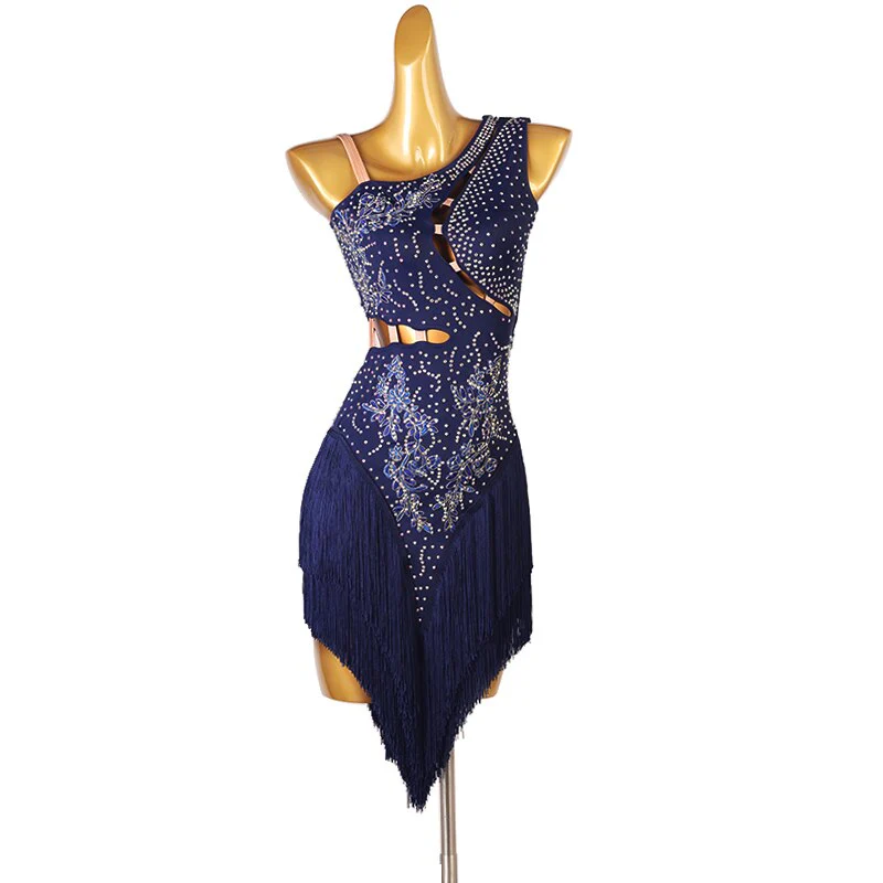 Latin Dress Women Dancing Rhinestone Dress 12 colors Tassels Fringe Dress Rumba Dress Competition Salsa Costume Gatsby Dress - Image 12