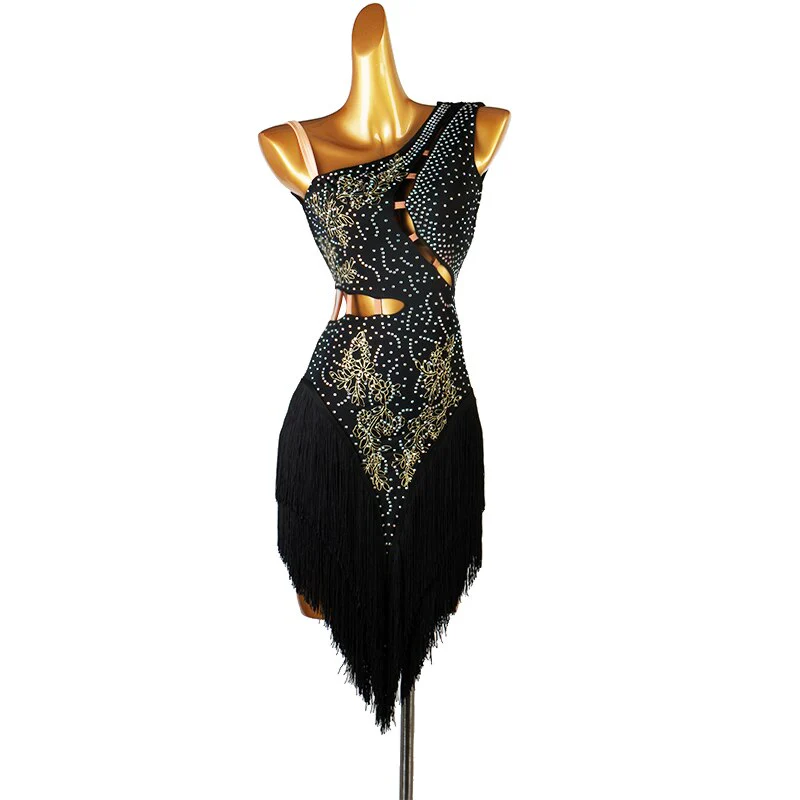 Latin Dress Women Dancing Rhinestone Dress 12 colors Tassels Fringe Dress Rumba Dress Competition Salsa Costume Gatsby Dress - Image 14