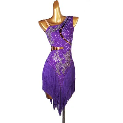 Latin Dress Women Dancing Rhinestone Dress 12 colors Tassels Fringe Dress Rumba Dress Competition Salsa Costume Gatsby Dress - Image 5