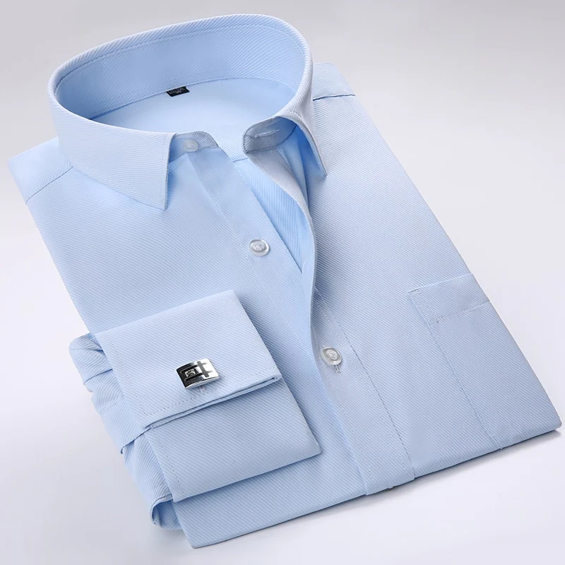 Men French Cufflinks Shirts New Men's Shirts Long Sleeve Tuxedo - Image 11