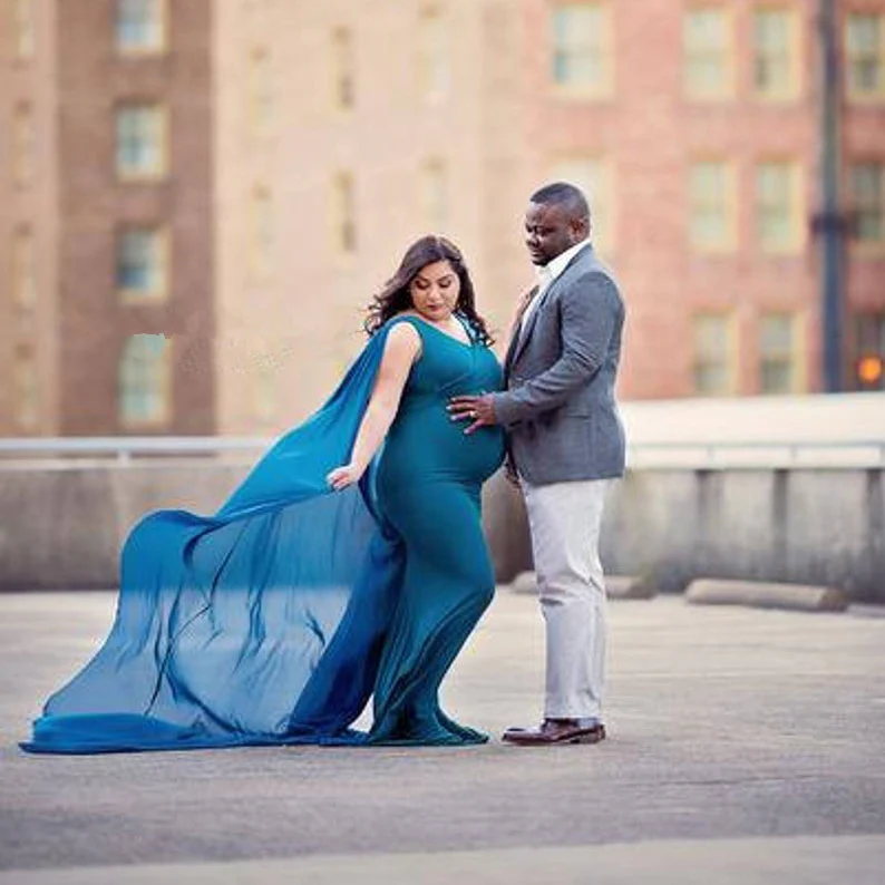 New Chiffon Maternity Pregnancy Dress Photography Props Sexy Maxi Maternity Gown Long Pregnant Dresses Photo Shooting For Women - Image 10