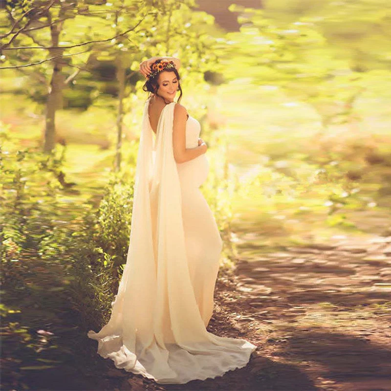New Chiffon Maternity Pregnancy Dress Photography Props Sexy Maxi Maternity Gown Long Pregnant Dresses Photo Shooting For Women - Image 4