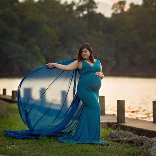 New Chiffon Maternity Pregnancy Dress Photography Props Sexy Maxi Maternity Gown Long Pregnant Dresses Photo Shooting For Women - Image 5