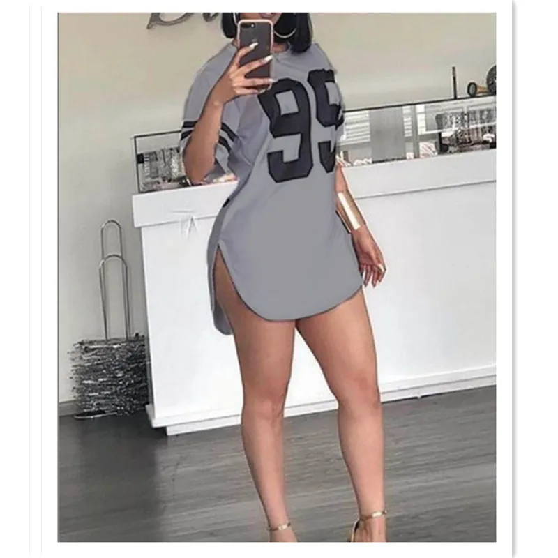 Number Print Oversized T-shirt Female Summer Top Tees Long Ladies Top Women Split t Shirt Sports Women Clothing  Casual t Shirt - Image 10