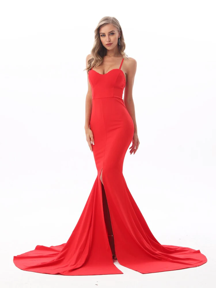 Sexy Strapless Long Black Maxi Dress Front Slit Bare Shoulder Red Women's Evening Summer Night Gown Party Maternity Dresses - Image 3