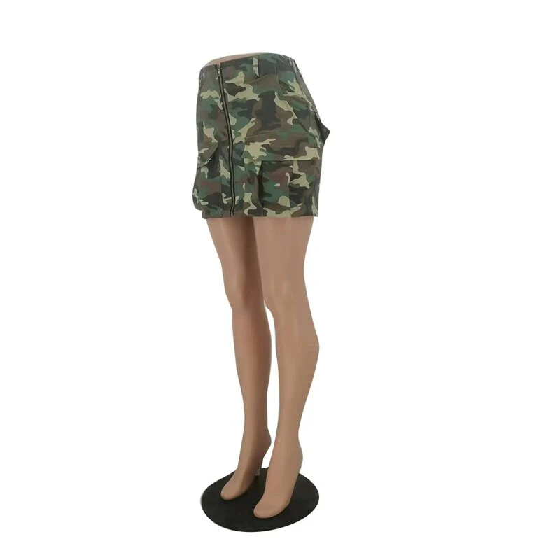 Zipper Camouflage Pockets Mini Cargo Skirts Women Fashion Casual High Waist Pencil Skirt All Matching Petticoats Streetwear - Image 9